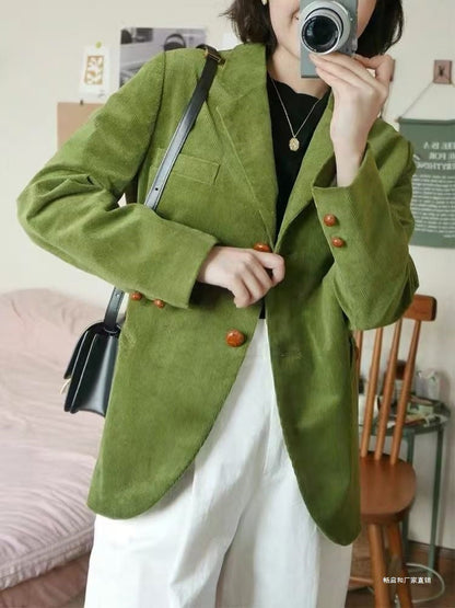 Classic Cotton Notch Lapel Business Blazer - Fesara