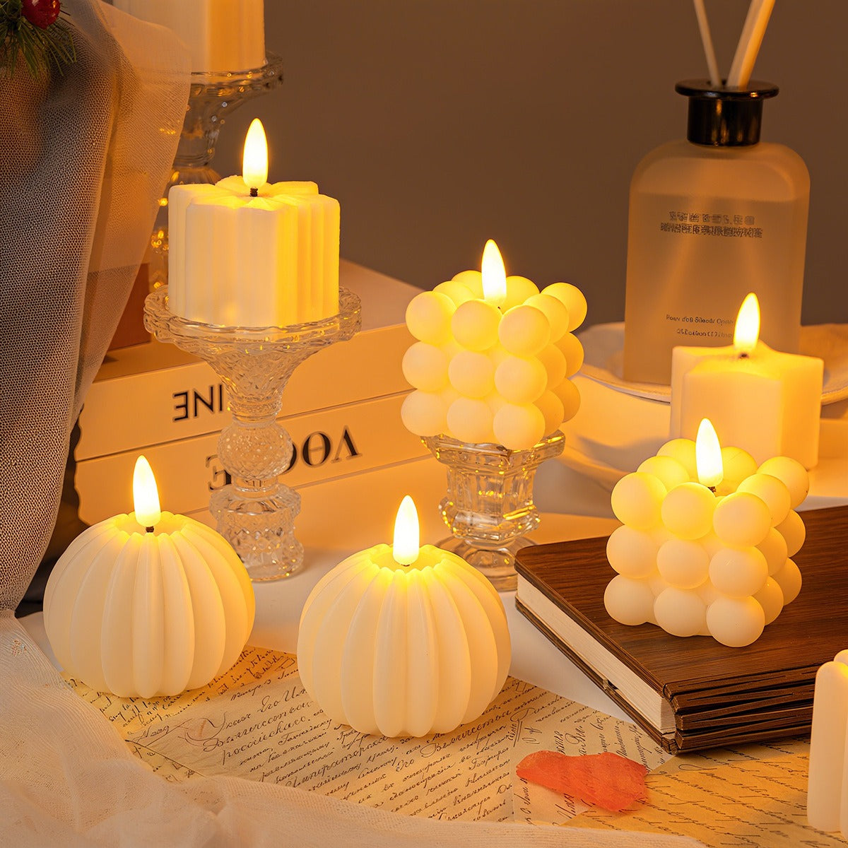 Frosty Glow LED Candle in Snowflake Style