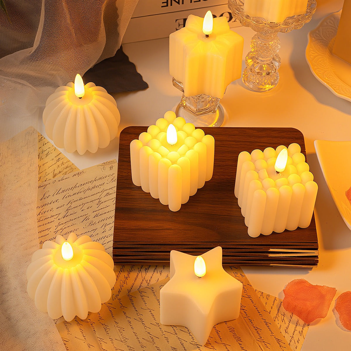 Frosty Glow LED Candle in Snowflake Style