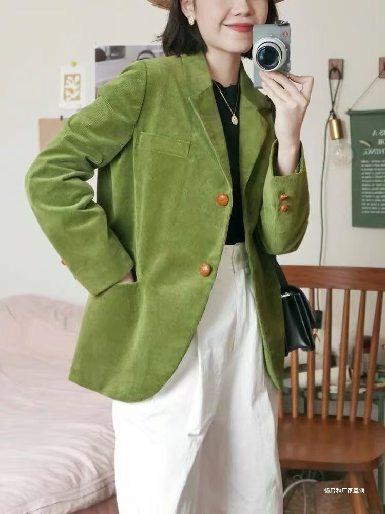 Classic Cotton Notch Lapel Business Blazer