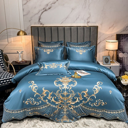 Soft Teal Peacock Pattern Bedding Set