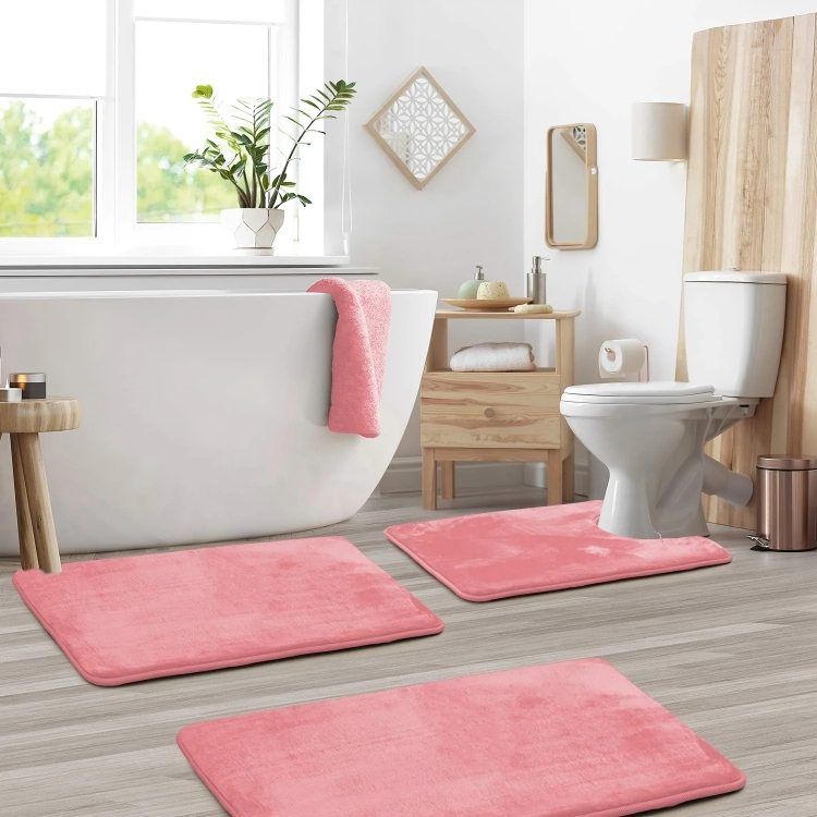 Soft Memory Foam Bath Mat Non Slip Set