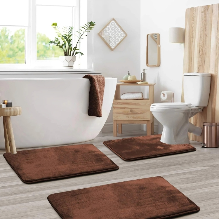 Soft Memory Foam Bath Mat Non Slip Set