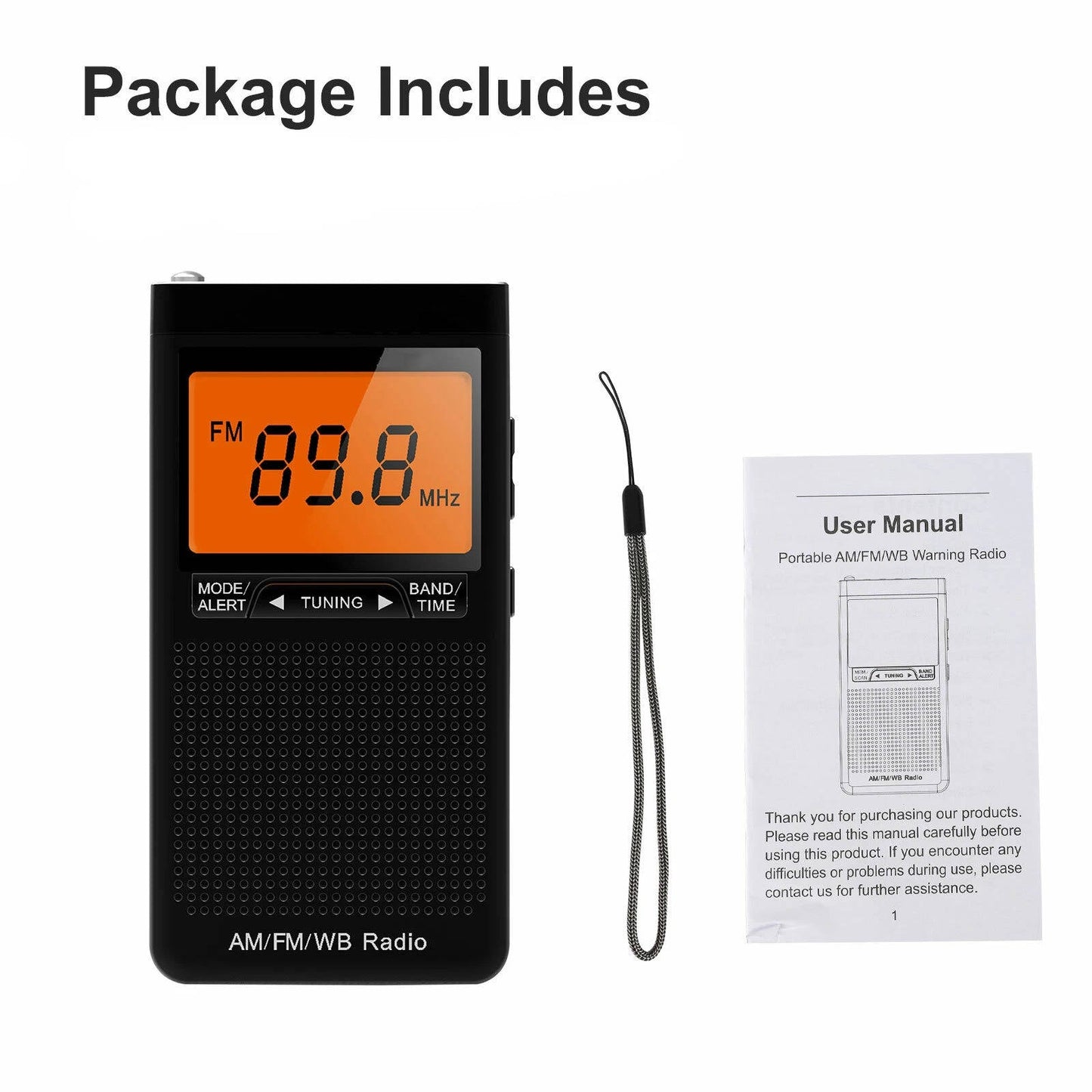 Compact AM/FM Handheld Radio with Weather Alert