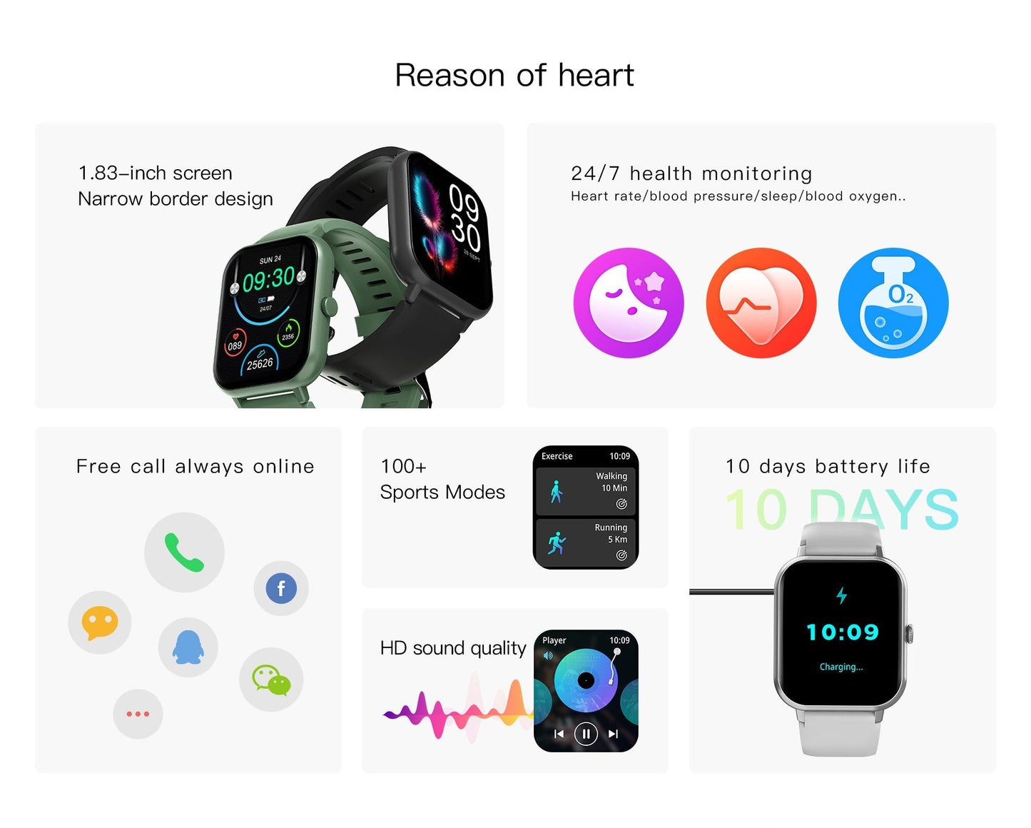 Fitness Smartwatch with HR Tracker and Multi Sport Modes