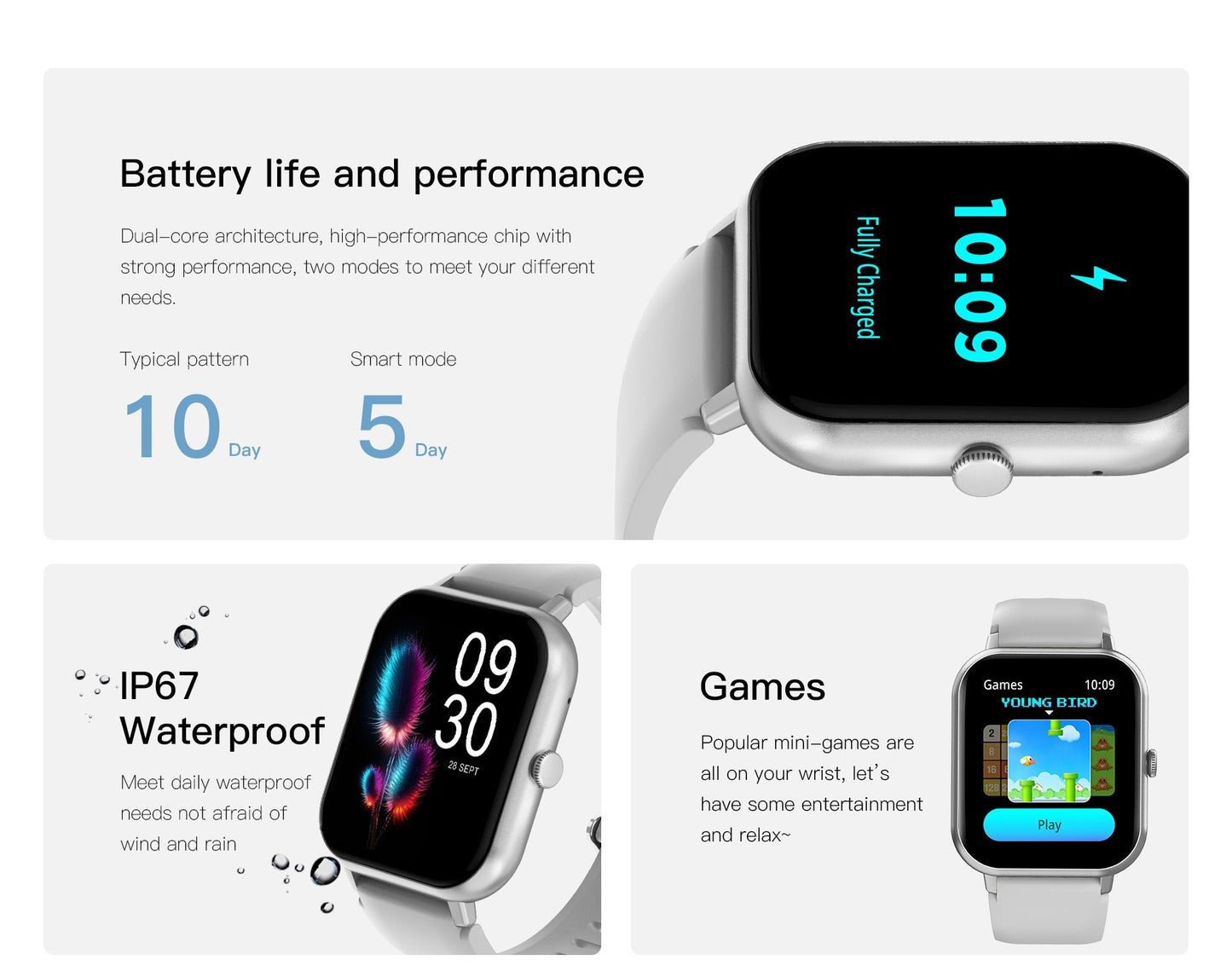 Fitness Smartwatch with HR Tracker and Multi Sport Modes
