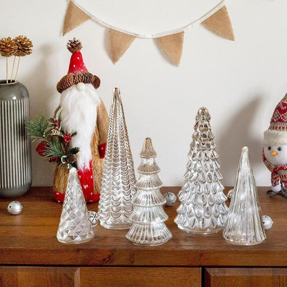 Fesara | Traditional LED Pine Set – 5-piece Silver Holiday Decor with Soft Lighting