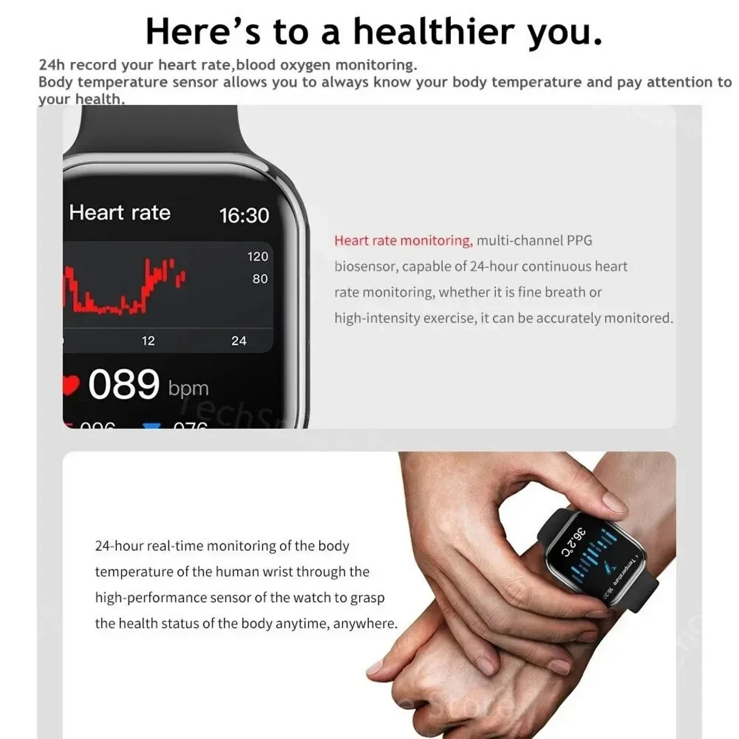 Waterproof Fitness Watch with 1.9 Inch HD Screen