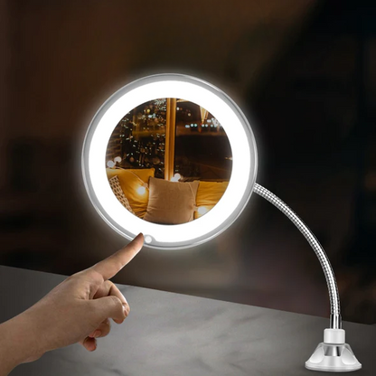 LED Illuminated Wall Mirror with Adjustable Arm