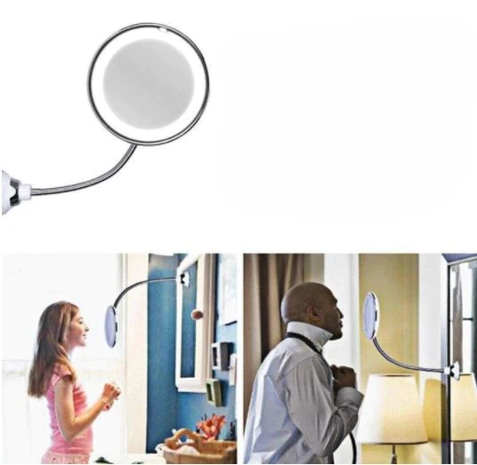 LED Illuminated Wall Mirror with Adjustable Arm