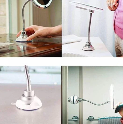 LED Illuminated Wall Mirror with Adjustable Arm