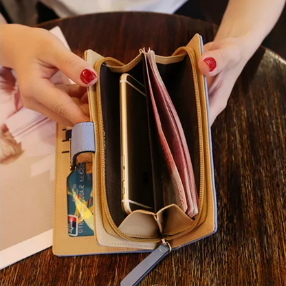 Luxury PU Leather Wallet with Leaf Accent