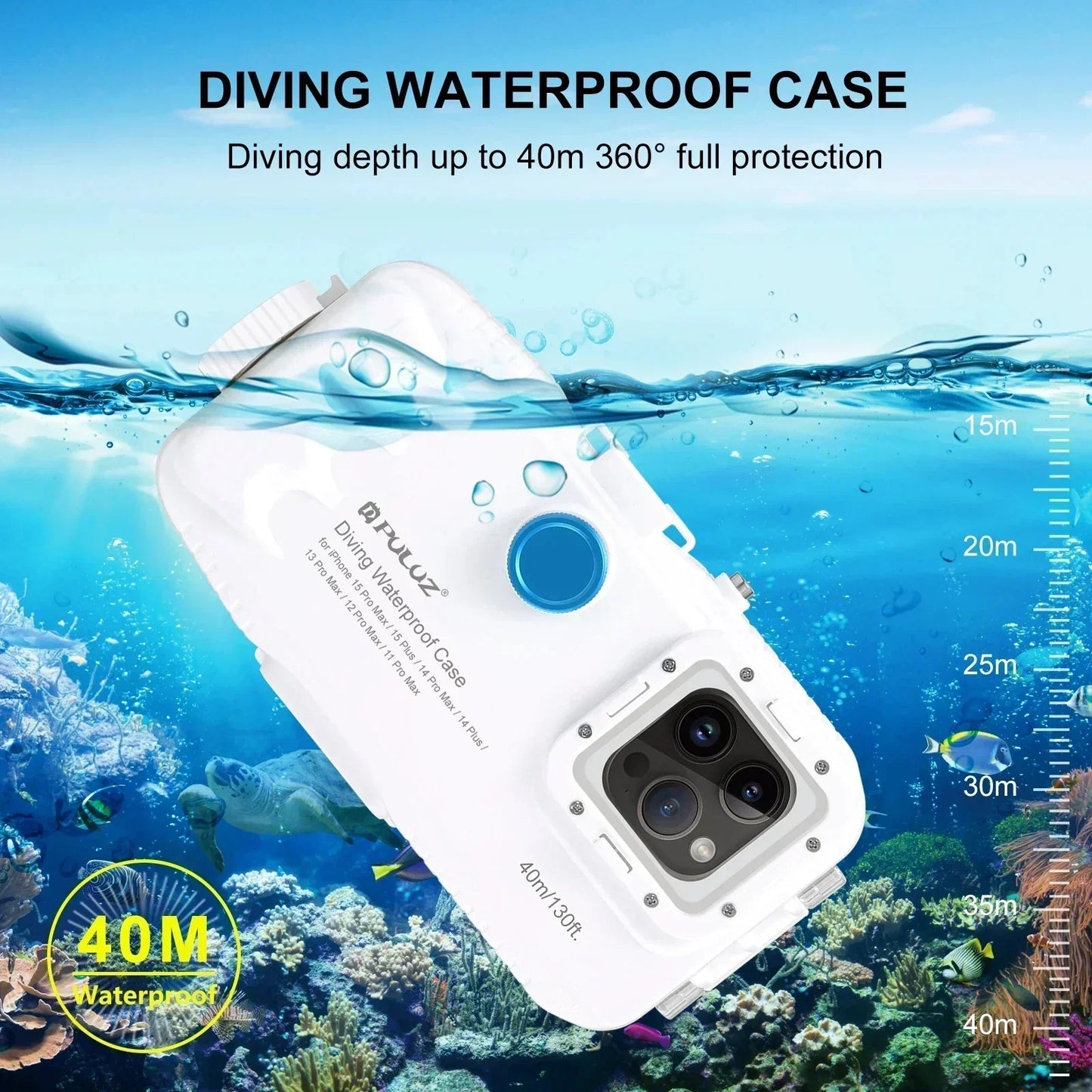 Heavy Duty 40M Waterproof iPhone Protective Case - Fesara