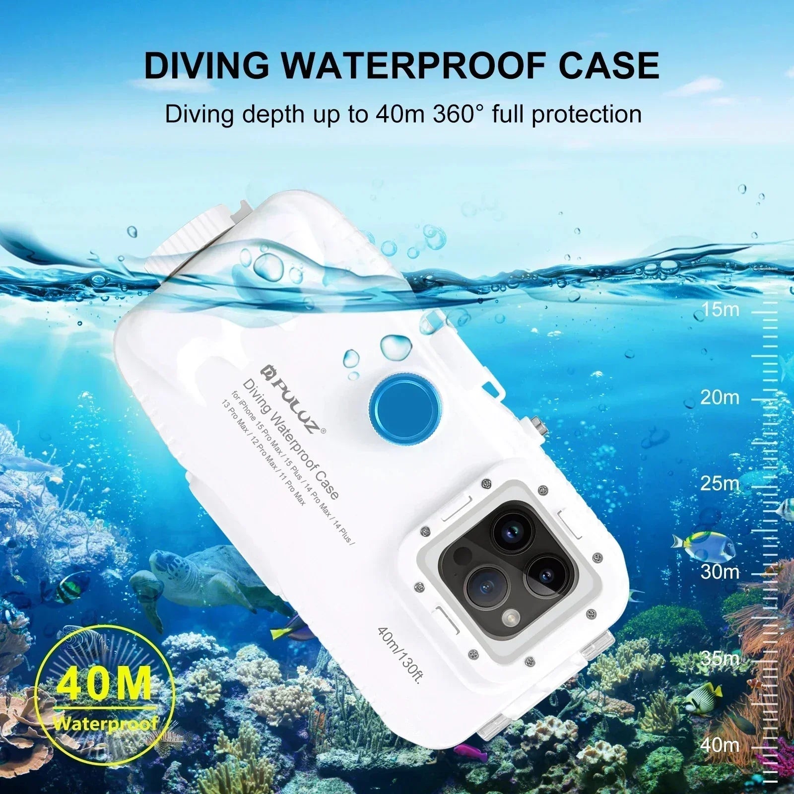 Heavy Duty 40M Waterproof iPhone Protective Case - Fesara
