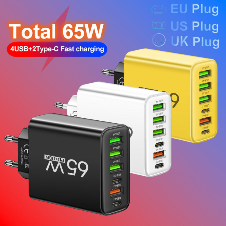 Fast 6-Port USB Charger for Home and Travel Use