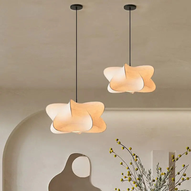 Elegant Asian Silk Hanging Lamp - Fesara