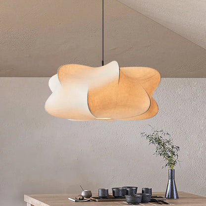 Elegant Asian Silk Hanging Lamp