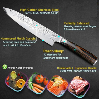 Sharp Japanese Chef Santoku Knife 8 High Carbon Steel