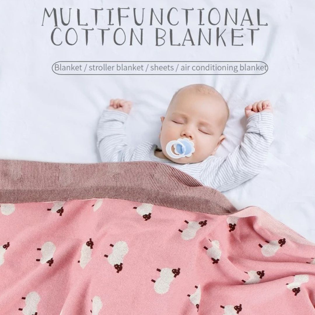 Cozy Baby Blanket with Sheep Design - Plush Stroller Blanket