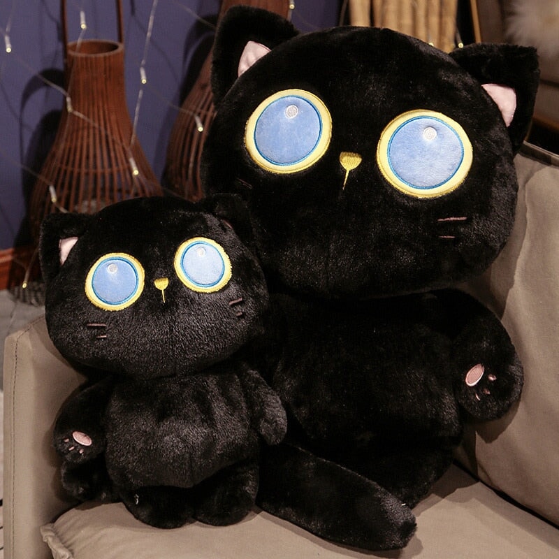 Cute Blue Eyed Black Kitten Soft Plush Toy