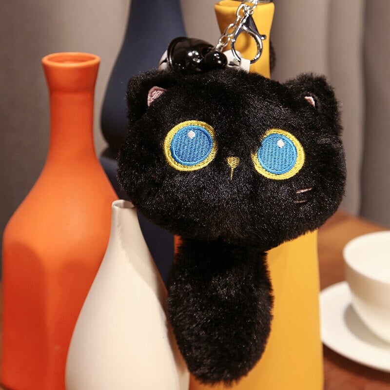 Cute Blue Eyed Black Kitten Soft Plush Toy