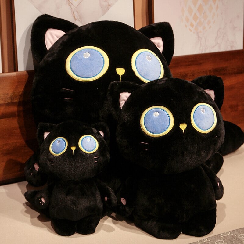 Cute Blue Eyed Black Kitten Soft Plush Toy