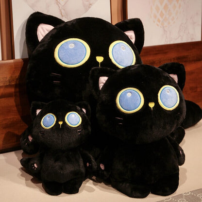 Cute Blue Eyed Black Kitten Soft Plush Toy