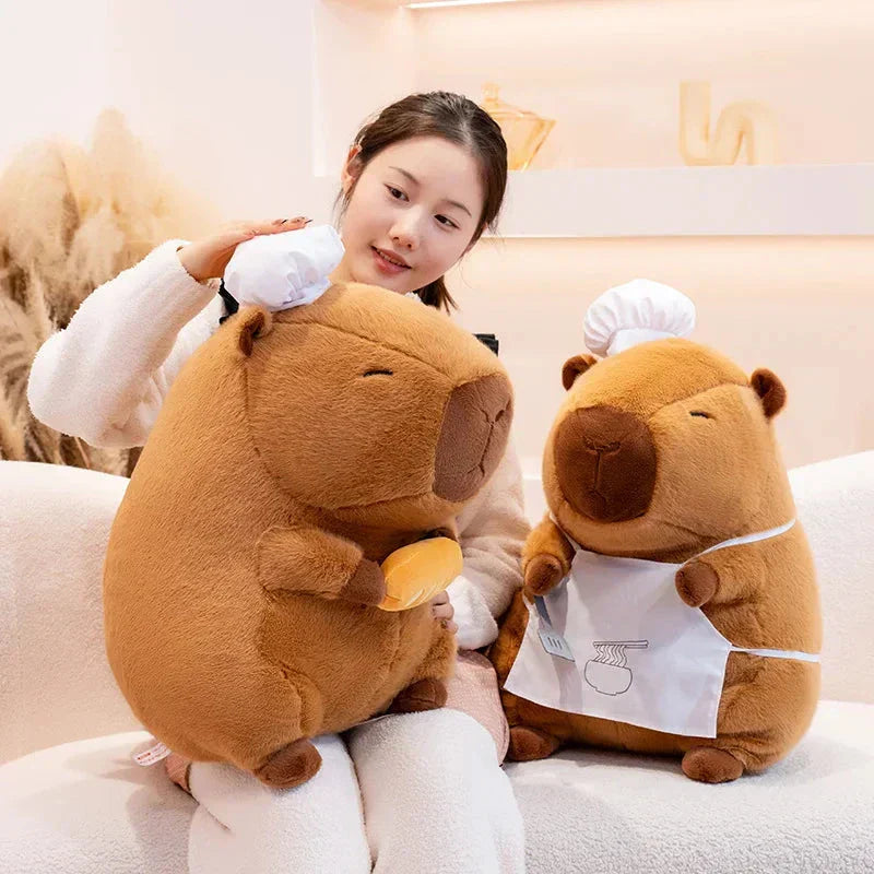 Cute Chef Plush Toy Capybara Figure