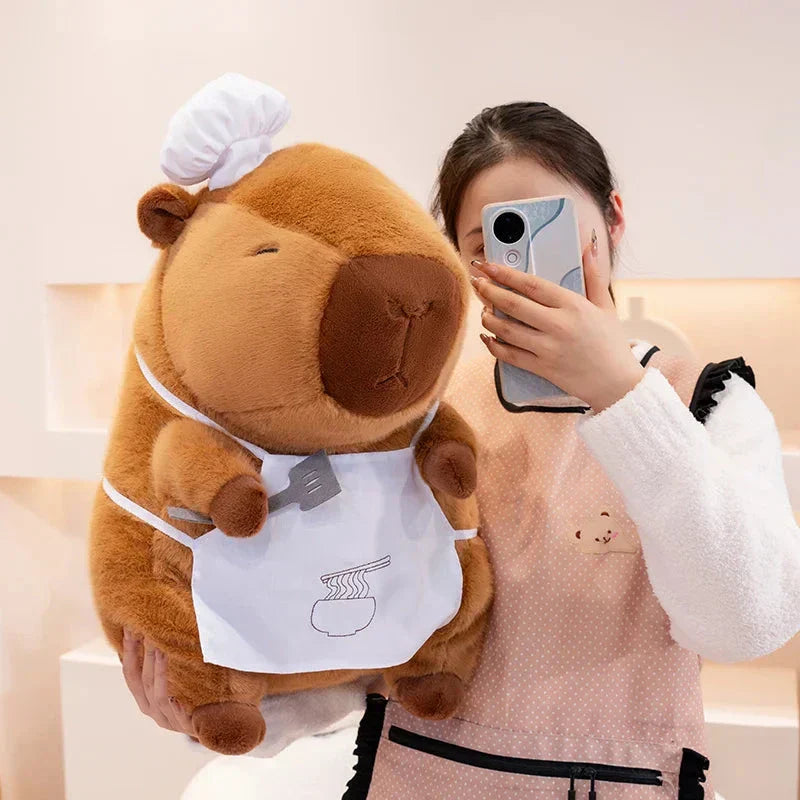 Cute Chef Plush Toy Capybara Figure