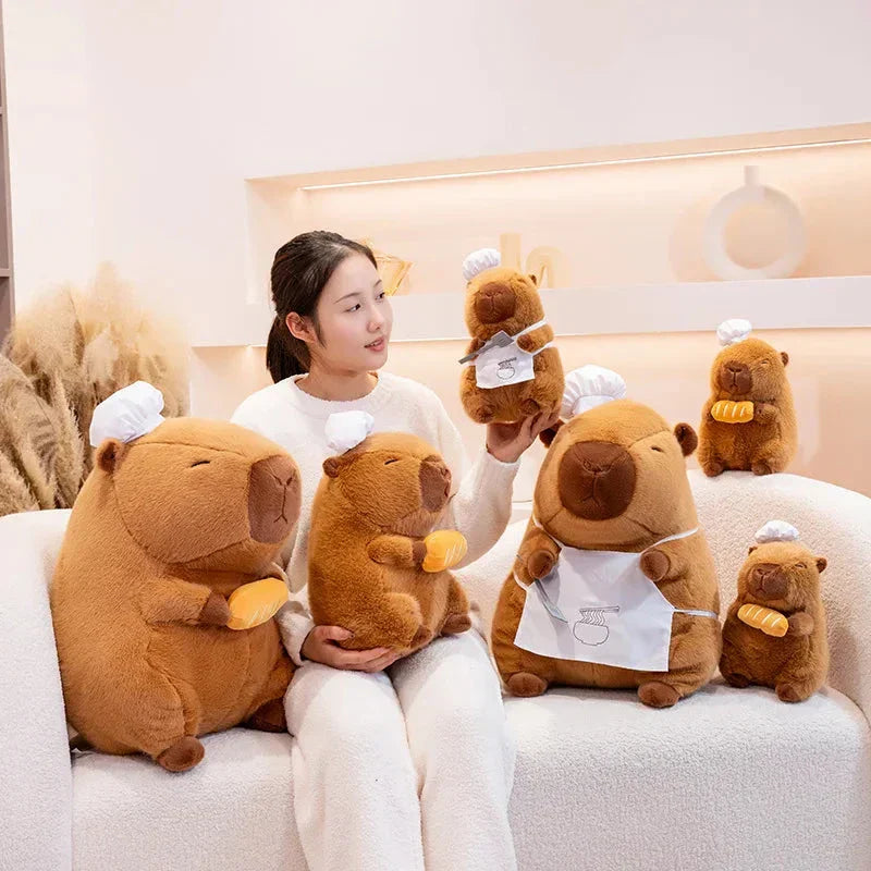 Cute Chef Plush Toy Capybara Figure