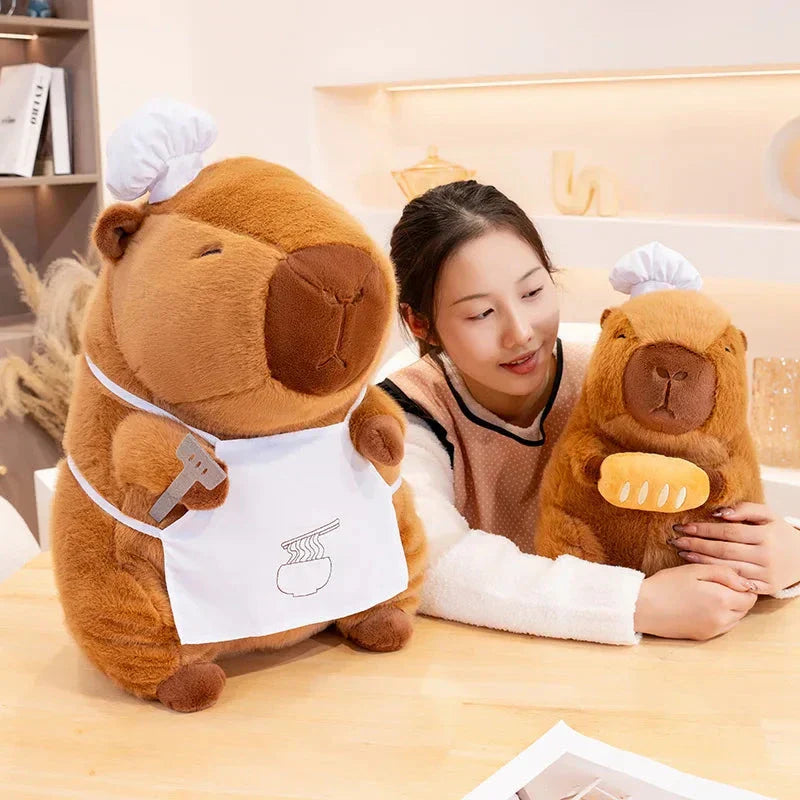 Cute Chef Plush Toy Capybara Figure