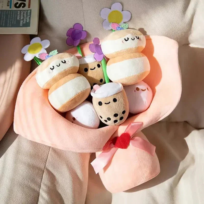 Colorful Boba Tea Floral Plush Toy - Fesara