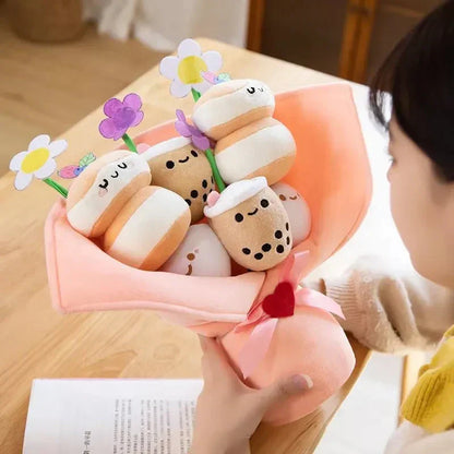 Colorful Boba Tea Floral Plush Toy