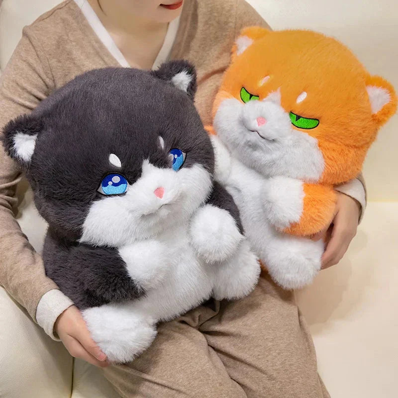 Adorable Fat Grey Kitten Soft Plush Toys