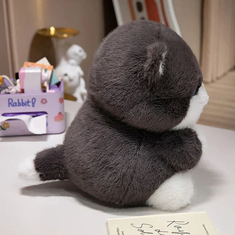 Adorable Fat Grey Kitten Soft Plush Toys