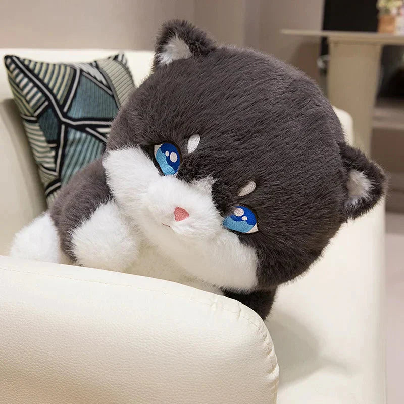 Adorable Fat Grey Kitten Soft Plush Toys