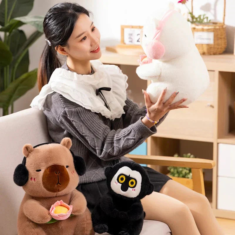 Cuddly Capybara & Monkey Stuffed Animal Friends