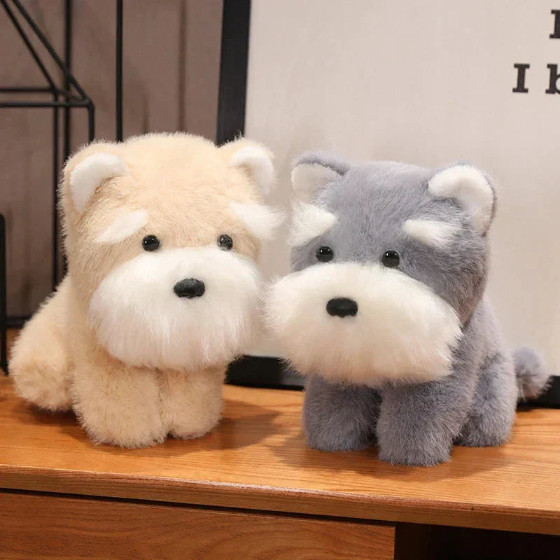 Soft Gray Beige Schnauzer Stuffed Animal Toy