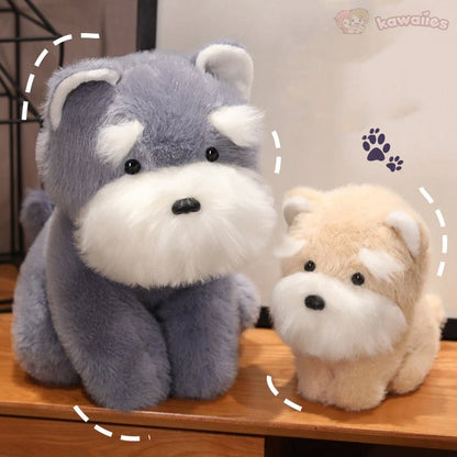 Soft Gray Beige Schnauzer Stuffed Animal Toy