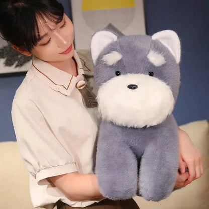 Soft Gray Beige Schnauzer Stuffed Animal Toy
