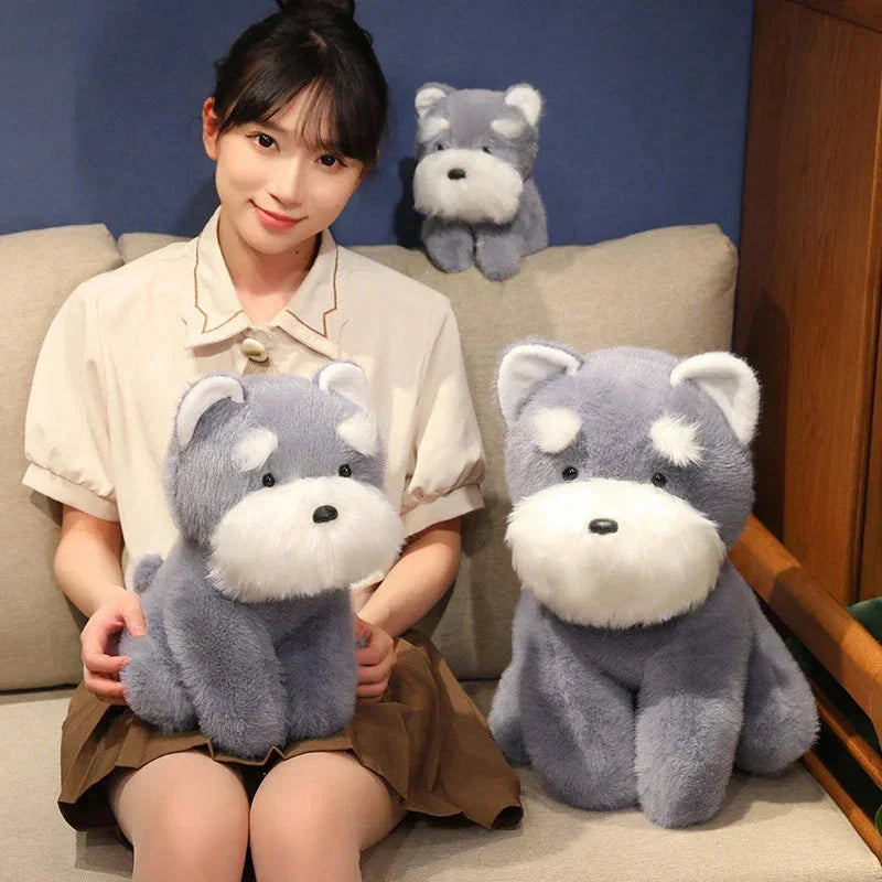 Soft Gray Beige Schnauzer Stuffed Animal Toy