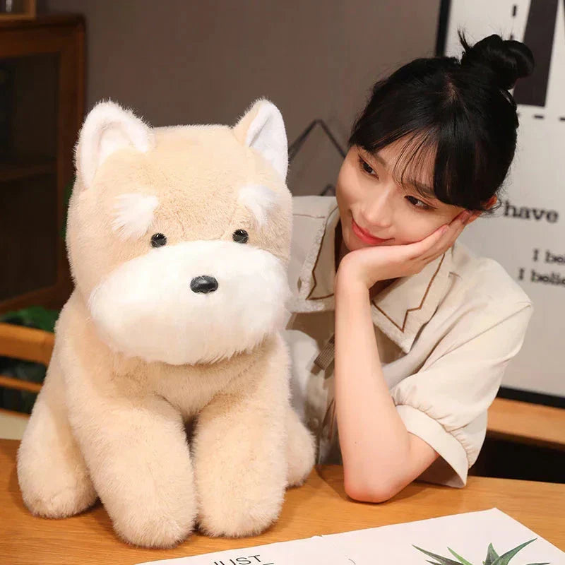 Soft Gray Beige Schnauzer Stuffed Animal Toy