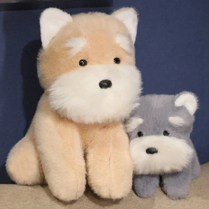 Soft Gray Beige Schnauzer Stuffed Animal Toy - Fesara