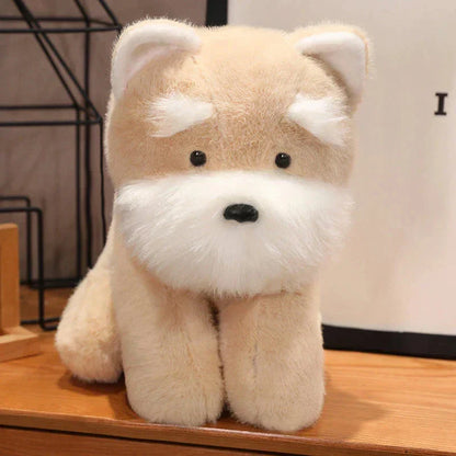 Soft Gray Beige Schnauzer Stuffed Animal Toy