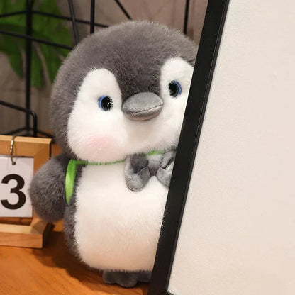 Soft Gray Penguin Stuffed Animal with Mini Backpack