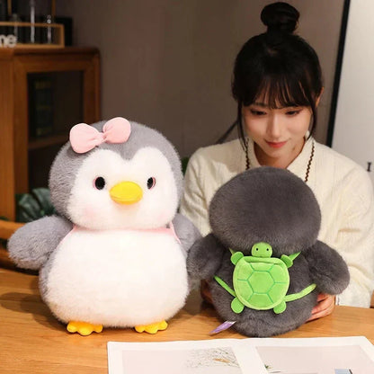 Soft Gray Penguin Stuffed Animal with Mini Backpack