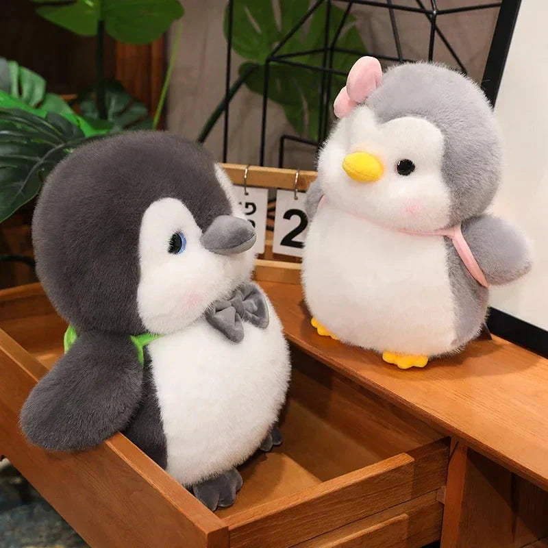 Soft Gray Penguin Stuffed Animal with Mini Backpack