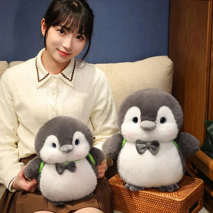 Soft Gray Penguin Stuffed Animal with Mini Backpack