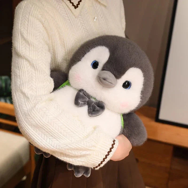 Soft Gray Penguin Stuffed Animal with Mini Backpack