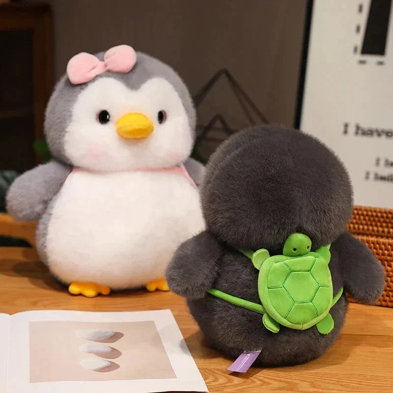 Soft Gray Penguin Stuffed Animal with Mini Backpack